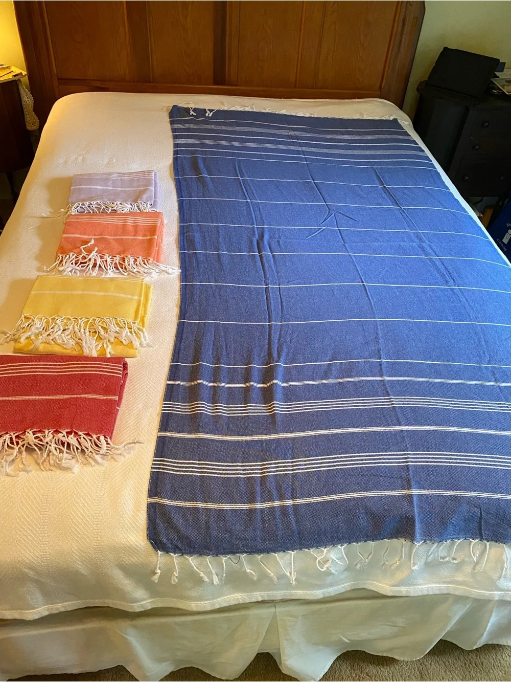 5 Beach Fouta Fringe Towel Turkish Peshtemal Towel Set 36” X 68” -B12